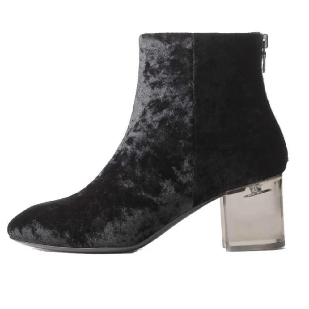 ✨✨✨rag & bone Black Velvet Ankle Boots with Clear Block Heel | EU 37
